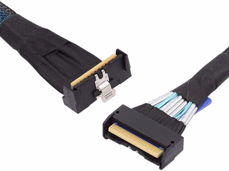 CY Cable PCI-E 5.0 Mini Cool Edge IO MCIO Angled PCI-E 8i 74Pin Male to MCIO 74Pin Male Extender Cable 35cm - Image 1